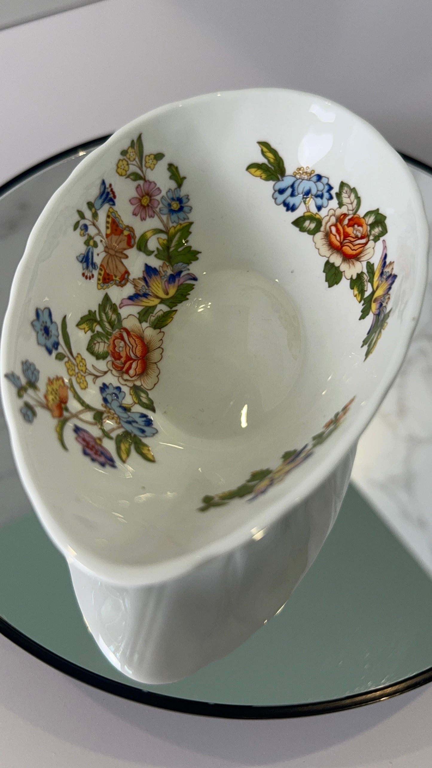Vintage Aynsley Cottage Garden Egg‑Shaped Trinket Dish Base Only – Lid Missing