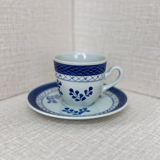 Royal Copenhagen Tranquebar Cup (1936) with Saucer (1980s) – Blue & White Danish Porcelain