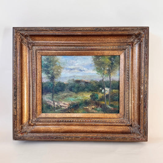 Vintage Oil Landscape in Ornate Gilt Frame – Signed C. Rita, Mid-20th Century