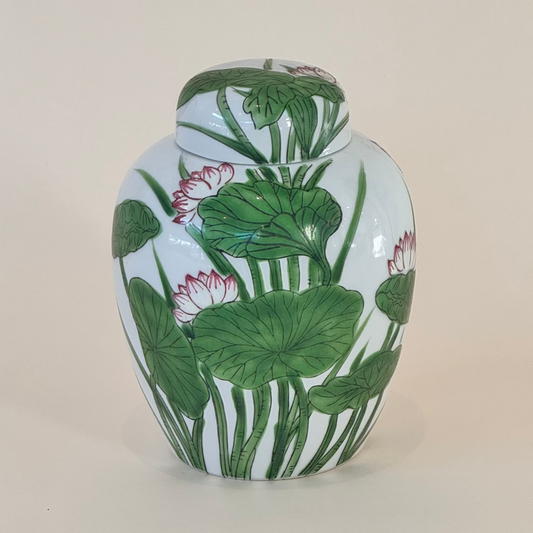 Vintage Andrea by Sadek Ginger Jar – Lily Pad & Lotus Floral Porcelain