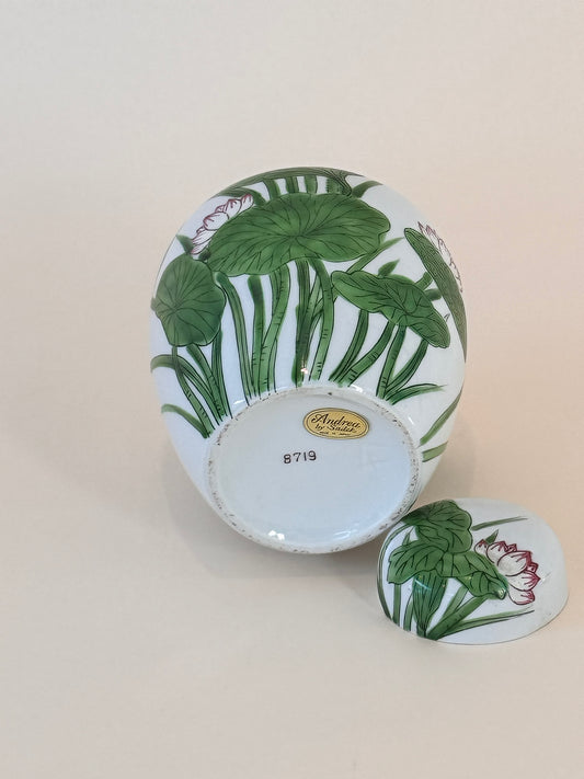 Vintage Andrea by Sadek Ginger Jar – Lily Pad & Lotus Floral Porcelain