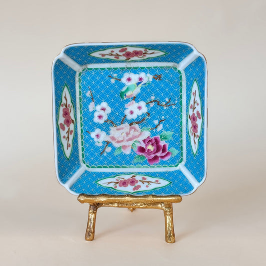Vintage Takahashi Cloisonné-Style Floral Trinket Dish