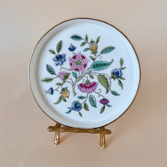 Set of 2 Minton Haddon Hall Bone China Trinket Dishes / Coasters – Floral Pattern
