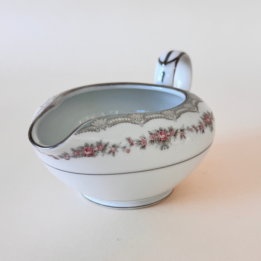 Noritake Glenwood Creamer – Floral & Silver Trim, Pattern 5772