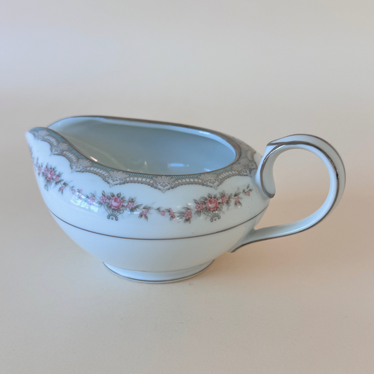 Noritake Glenwood Creamer – Floral & Silver Trim, Pattern 5772