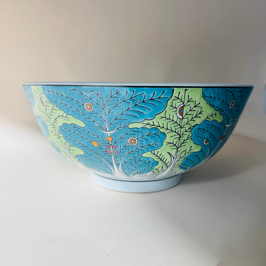 Blue & Green Bok Choy Leaf Porcelain Decorative Bowl